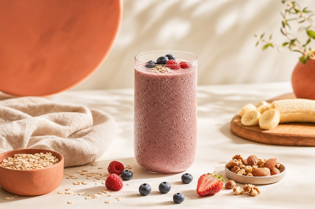 Berry smoothie with fresh fruit