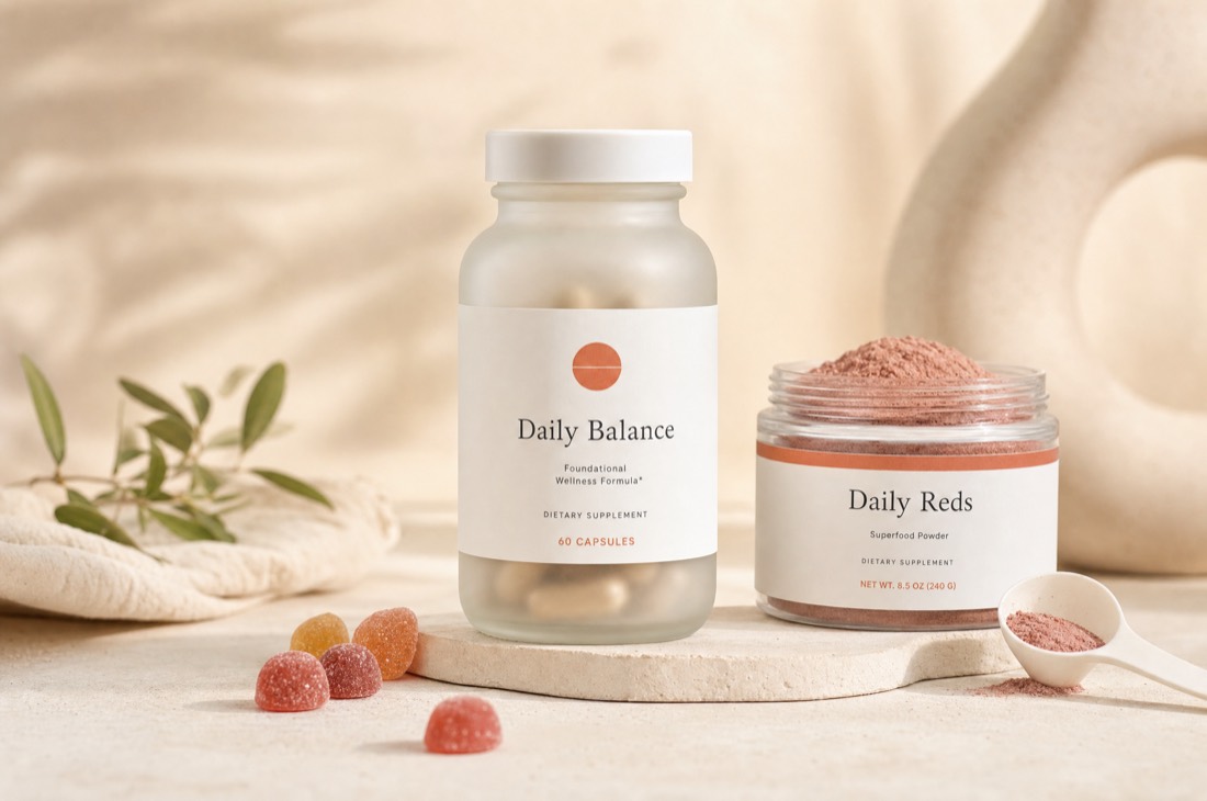 Supplement bottles and powder